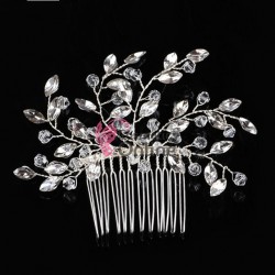 Accesoriu modern pentru decor par CA061 Argintiu cu cristale din sticla